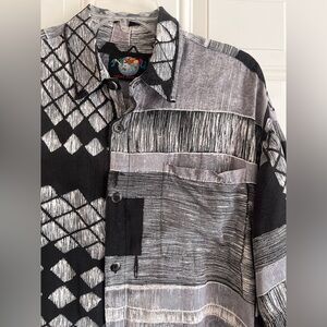 Jams World Mens Vintage Hawaiian Aloha Button Front Short Sleeve Rayon Shirt L